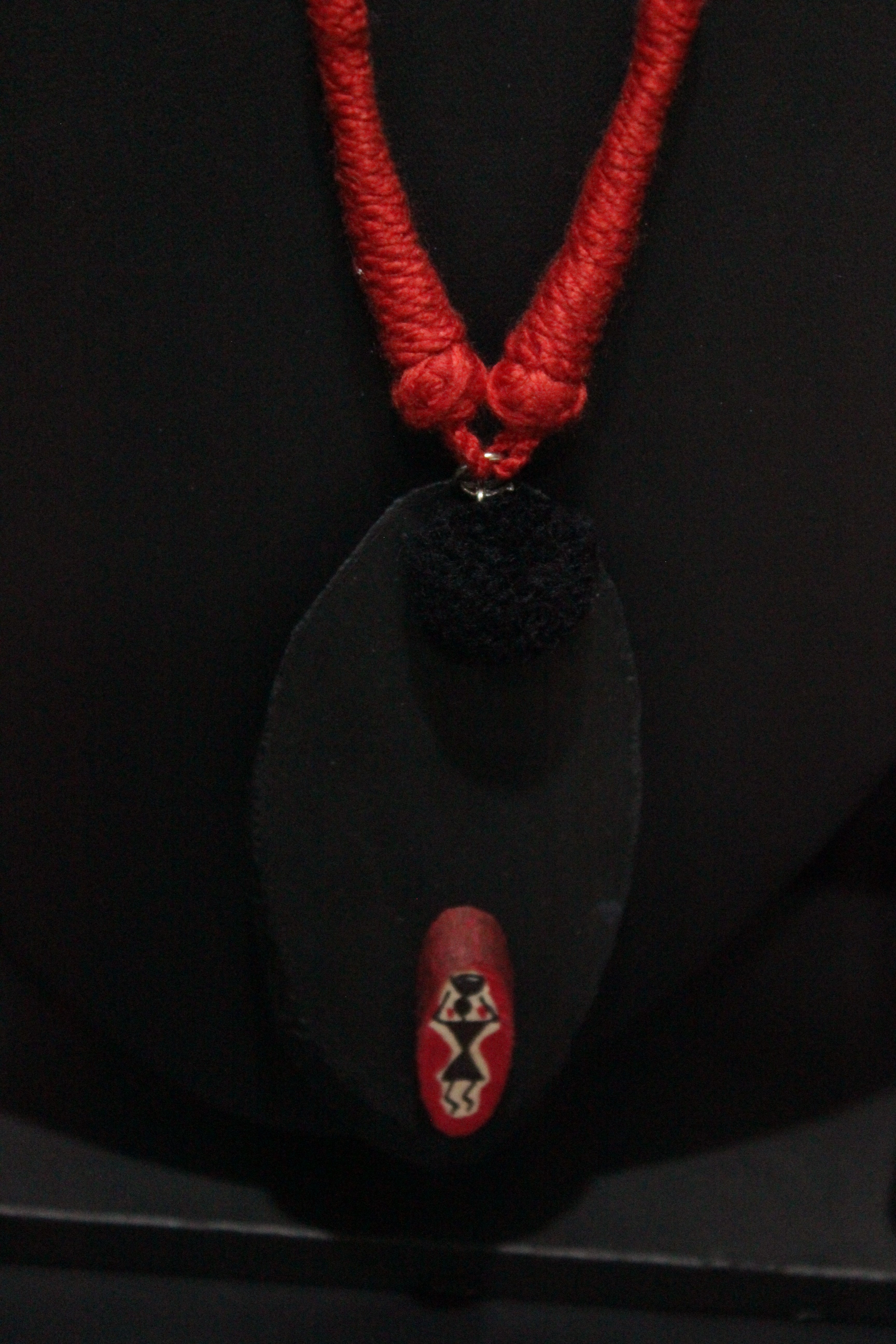 Hand Painted Tribal Motif Red and Black Fabric Choker Necklace Set