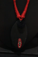 Load image into Gallery viewer, Hand Painted Tribal Motif Red and Black Fabric Choker Necklace Set
