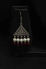 Red & White Glass Beads 5 Layer Versatile Necklace Set with Metal Accents