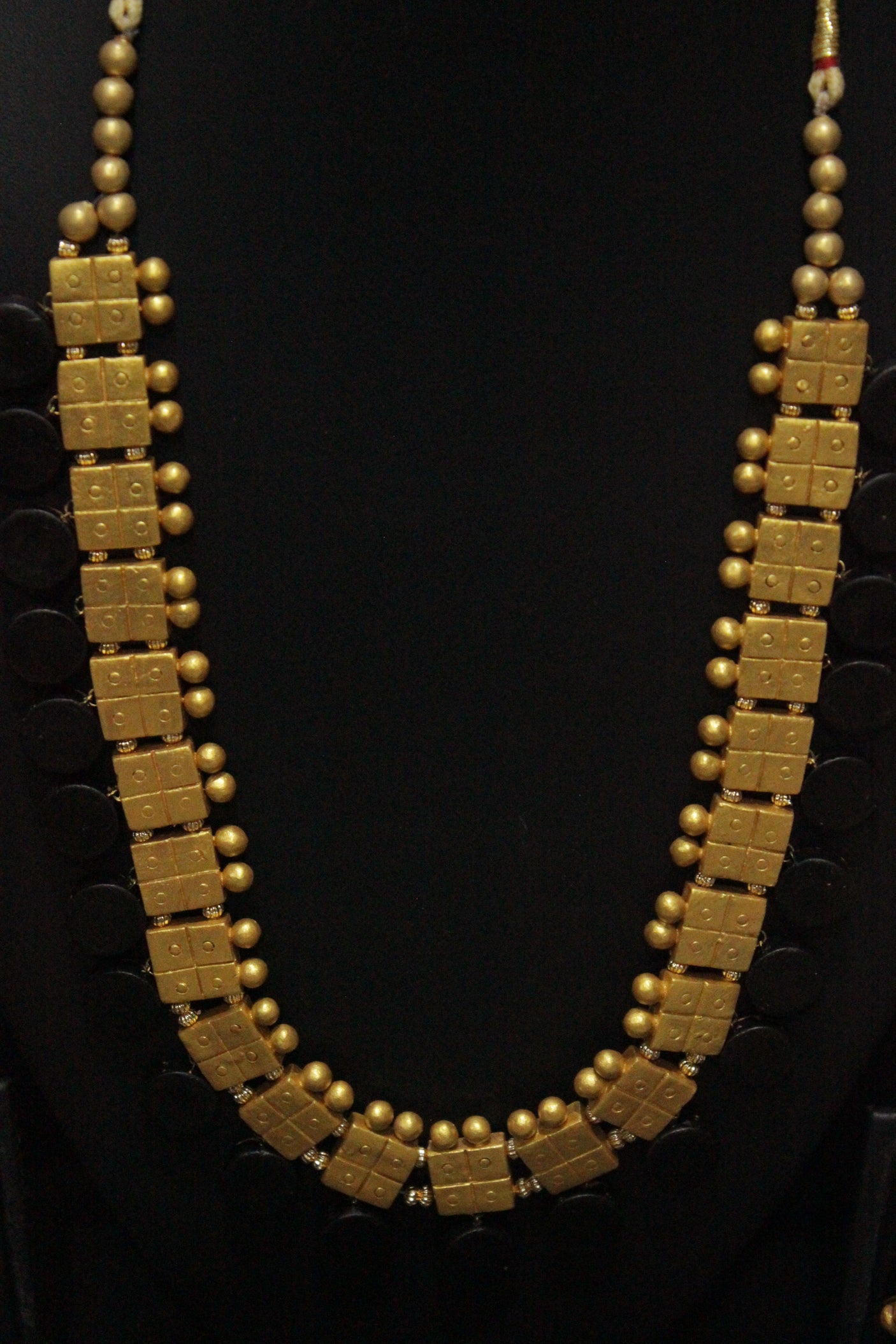 Black & Golden Geometric Shapes Choker Style Terracotta Clay Necklace Set