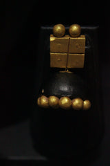 Black & Golden Geometric Shapes Choker Style Terracotta Clay Necklace Set