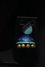 Load image into Gallery viewer, Shades of Blue &amp; Golden Handcrafted Terracotta Clay Necklace Set
