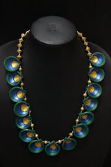 Handcrafted Peacock Feathers Motif Terracotta Clay Necklace Set