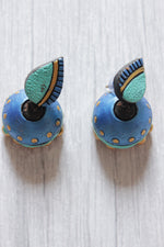 Load image into Gallery viewer, Shades of Blue &amp; Golden Handcrafted Terracotta Clay Necklace Set
