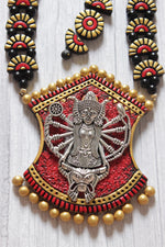 Load image into Gallery viewer, Religious Motif Handcrafted Long Festive Terracotta Clay Necklace Set
