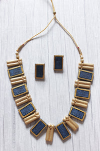 Golden Geometric Handcrafted Terracotta Clay Choker Necklace Set