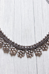 Oxidised Silver Finish Choker Style Metal Necklace
