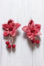 Load image into Gallery viewer, Flower Motif Handcrafted Fabric Earrings with Jute Hangings
