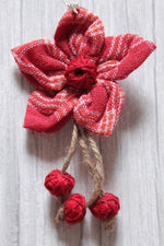 Load image into Gallery viewer, Flower Motif Handcrafted Fabric Earrings with Jute Hangings
