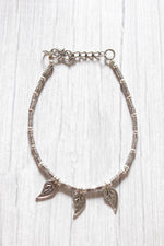Load image into Gallery viewer, Silver Finish Single Metal Anklet Accentuated with Leaf Metal Accents
