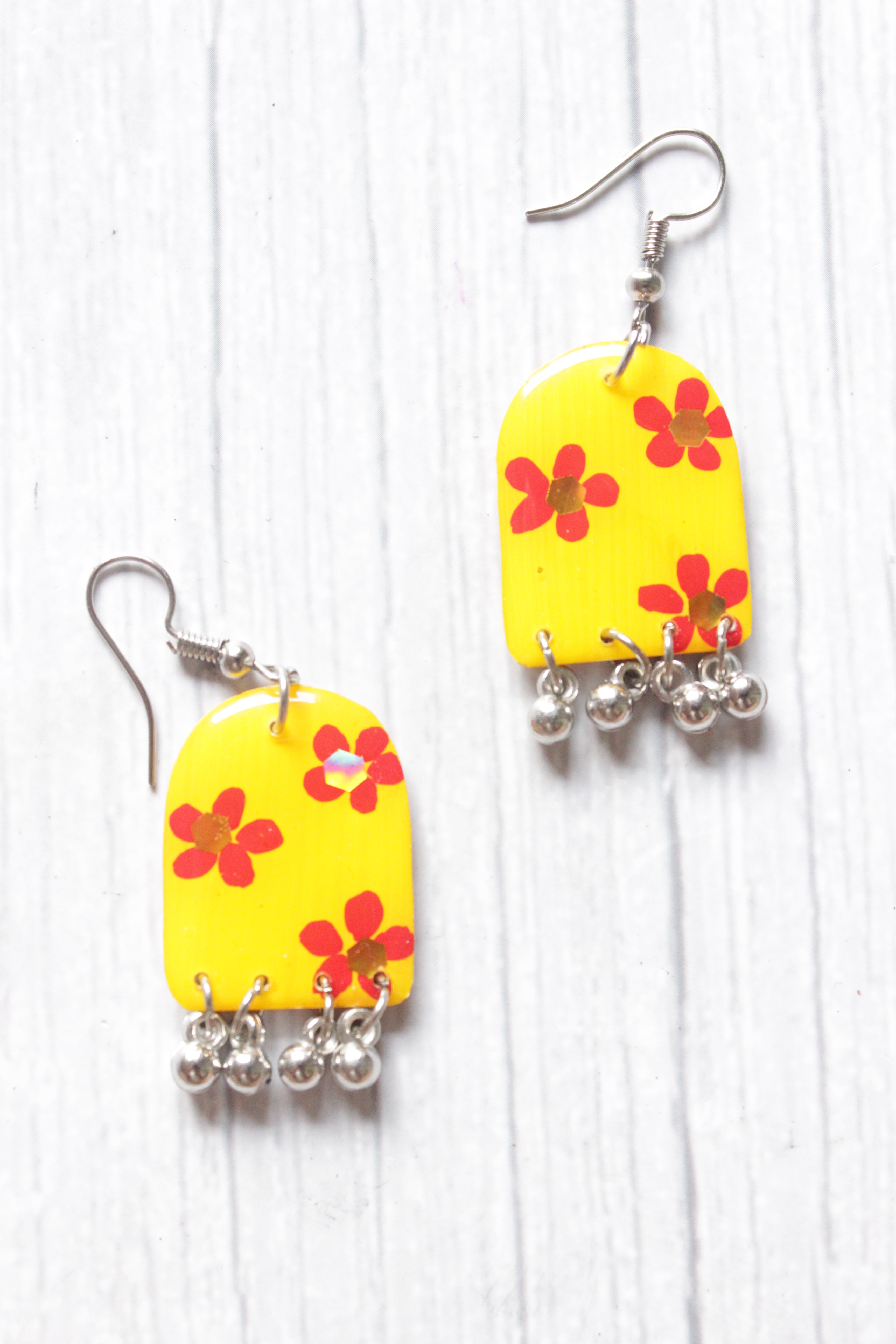 Yellow discount plastic earrings