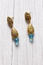 Load image into Gallery viewer, Turquoise Jade Beads Rope Closure Antique Gold Finish Pendant Necklace Set

