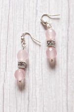 Load image into Gallery viewer, Baby Pink Jade Beads Rope Closure Necklace Set with Silver Finish Ganesha Metal Pendant
