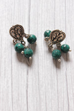 Load image into Gallery viewer, Green Jade Beads Rope Closure Necklace Set with Silver Finish Religious Metal Pendant

