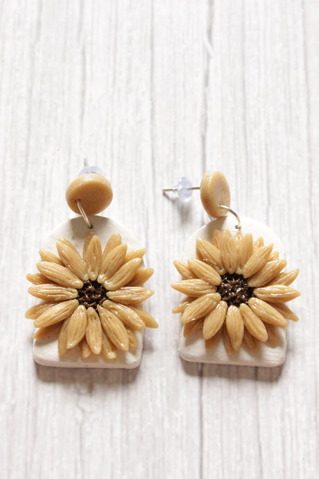 Handcrafted Sunflower Polymer Clay Dangler Earrings