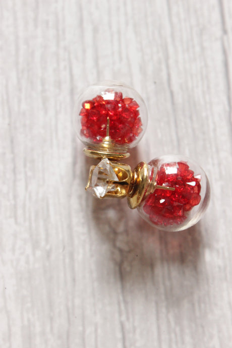 Red Glass Ball Stud Earrings