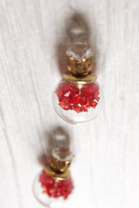 Red Glass Ball Stud Earrings