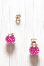 Load image into Gallery viewer, Fuchsia Glass Ball Stud Earrings
