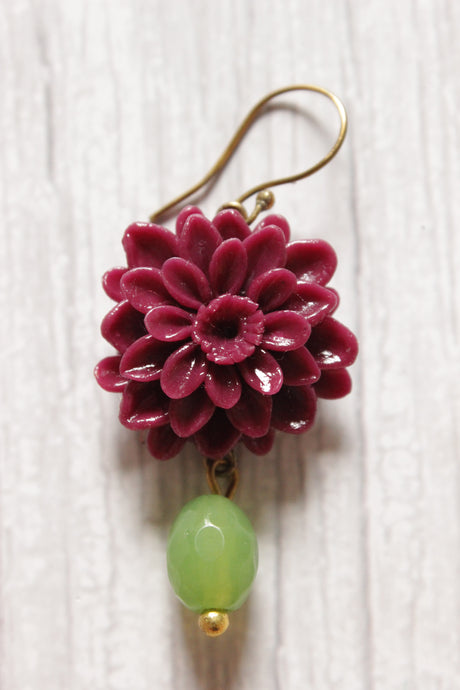 Vibrant Handcrafted Orchid Flower Motif Polymer Clay Drop Earrings