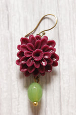 Load image into Gallery viewer, Vibrant Handcrafted Orchid Flower Motif Polymer Clay Drop Earrings
