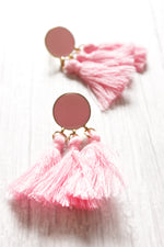 Load image into Gallery viewer, Pink-Toned Copper Plated Tassel Earrings
