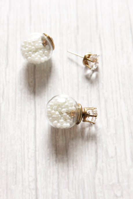 White Glass Ball Stud Earrings