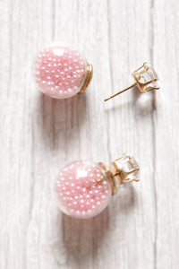 Pink Glass Ball Stud Earrings
