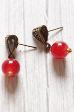 Load image into Gallery viewer, Gold-Toned Red Glass Beads Choker Necklace Set
