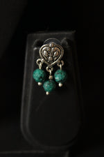 Load image into Gallery viewer, Green Jade Beads Rope Closure Necklace Set with Silver Finish Religious Metal Pendant
