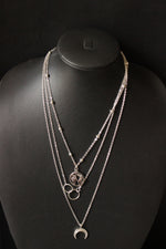 Load image into Gallery viewer, 3 Layered Global Cross Ring Design Silver Plated Necklace
