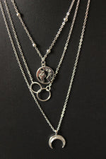 Load image into Gallery viewer, 3 Layered Global Cross Ring Design Silver Plated Necklace
