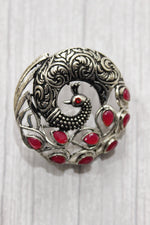 Load image into Gallery viewer, Set of 3 - Peacock Motif Red Glass Stones Embedded Stud Earrings and Pendant
