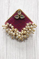 Load image into Gallery viewer, Ethnic Fuchsia Fabric Earrings Accentuated with Festive White Beads and Mirrors
