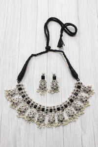 Black Rhinestones Embedded Elegant Choker Necklace Set