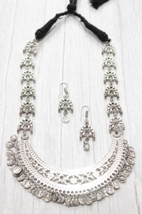 Crescent Moon Shaped Jali Pattern Intricately Detailed Long Necklace Set
