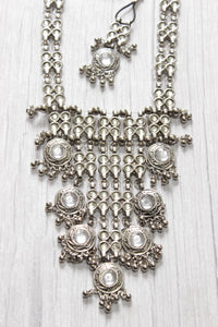 Mirror Work Elaborately Detailed Necklace Set with Adjustable Thread Closure