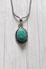 Load image into Gallery viewer, Set of 2 - Turquoise Natural Stone Embedded Necklace Set in Silver Finish with Ring
