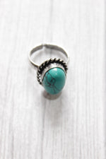 Load image into Gallery viewer, Set of 2 - Turquoise Natural Stone Embedded Necklace Set in Silver Finish with Ring
