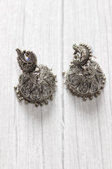 Elaborately Detailed Ganesha Pendant Long Necklace Set with Jhumka Earrings