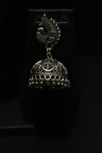 Elaborately Detailed Ganesha Pendant Long Necklace Set with Jhumka Earrings