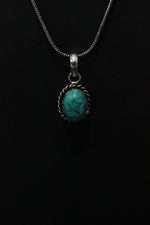 Load image into Gallery viewer, Set of 2 - Turquoise Natural Stone Embedded Necklace Set in Silver Finish with Ring
