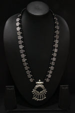Load image into Gallery viewer, Braided Black Beads and Metal Charms Long Necklace Set

