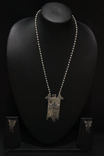 Load image into Gallery viewer, Butterfly Motif Silver Finish Elegant Long Necklace Set
