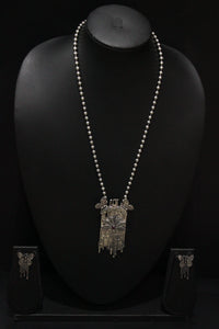 Butterfly Motif Silver Finish Elegant Long Necklace Set