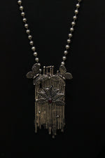 Load image into Gallery viewer, Butterfly Motif Silver Finish Elegant Long Necklace Set
