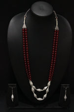 Load image into Gallery viewer, Red Glass Beads and Dholki Beads Long Necklace Set
