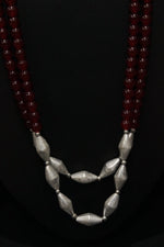 Load image into Gallery viewer, Red Glass Beads and Dholki Beads Long Necklace Set
