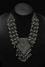 Load image into Gallery viewer, Ghungroo Embellished Oxidised Finish Elaborate Necklace with Adjustable Thread Closure
