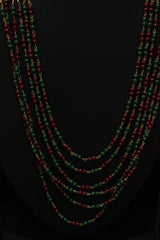 Multi-Layer Green & Cherry Red Gold Finish Necklace Set