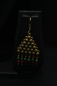 Multi-Layer Green & Cherry Red Gold Finish Necklace Set